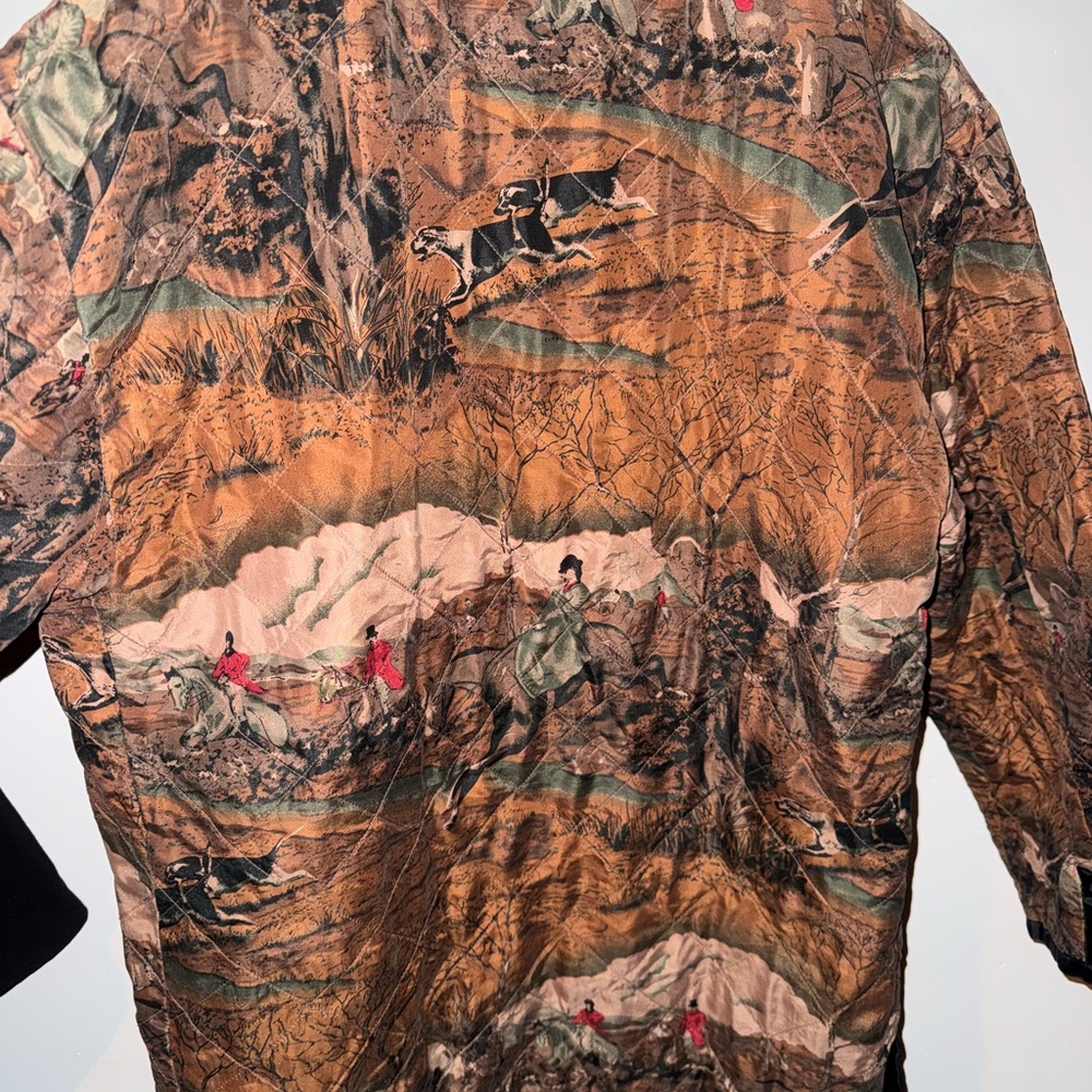 Vintage Women’s Equestrian Foxhunting Print lightweight quilted jacket - Picture 5 of 5